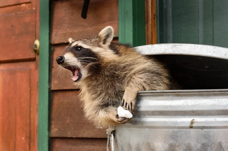racooon in the trash