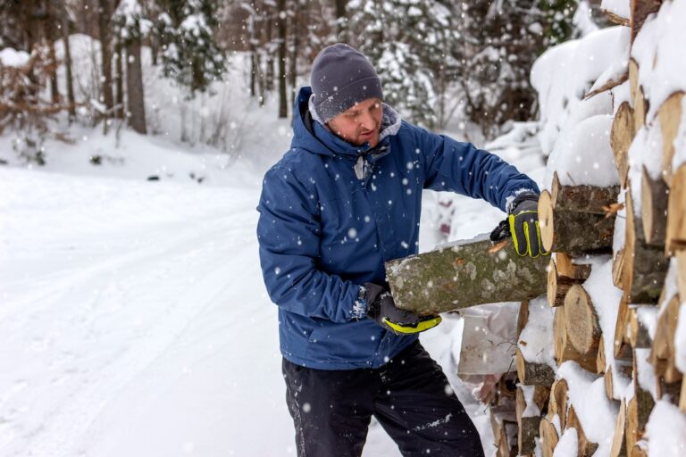 fire wood pile in winter